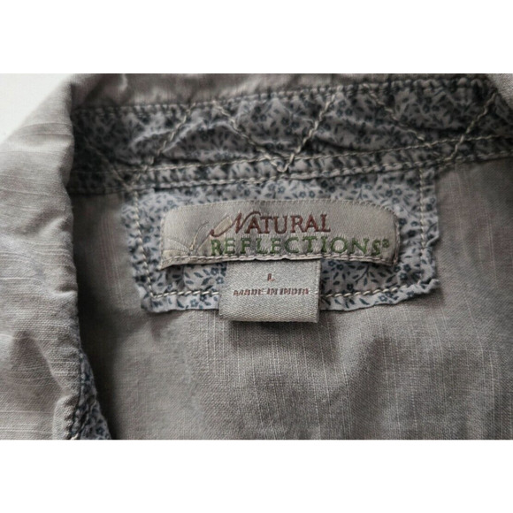 Natural Reflections Gray Long Sleeve Button Shirt Emroidered Size Large - Picture 6 of 10